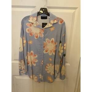 NEW ETERNELLE women's button down floral shirt in sky
